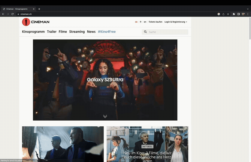 Affichage du Dynamic Head Desktop en version animée. L’annonce reste bien visible en haut de la bordure de l’image.