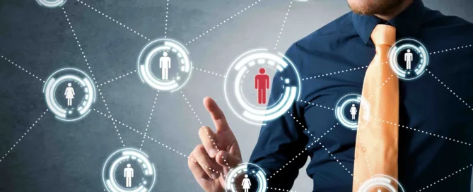 Man with network in the foreground