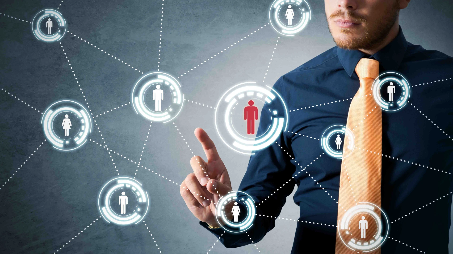 Man with network in the foreground