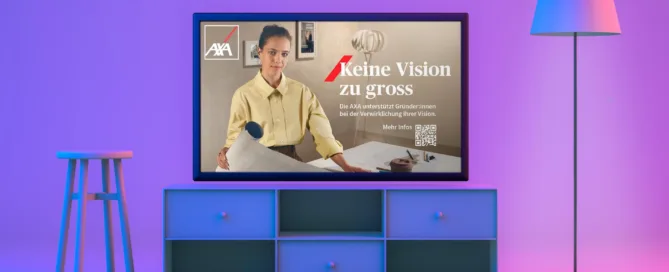 Axa Werbung auf TV-Screen