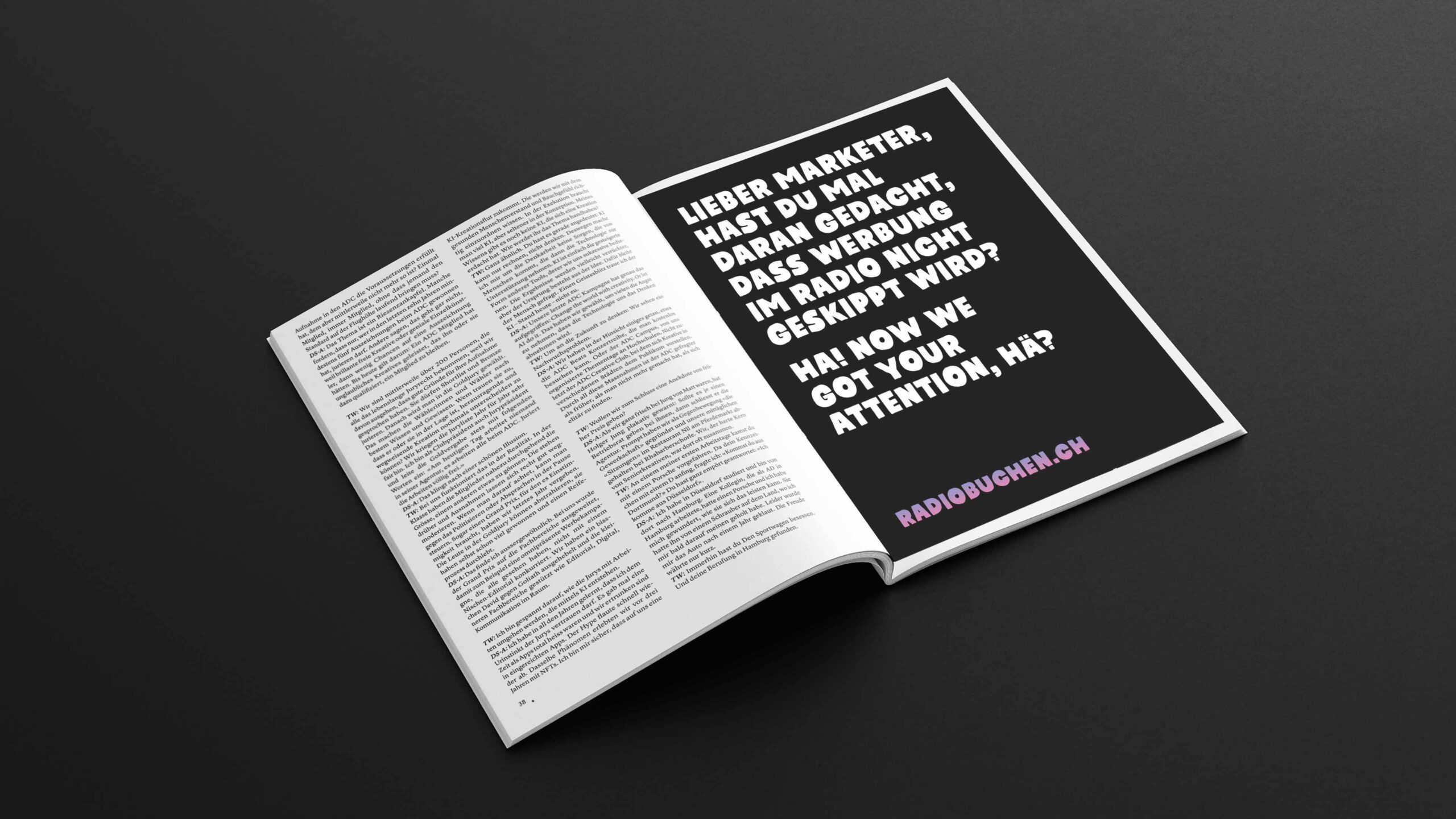 Print advertising radiobuchen.ch in a magazine