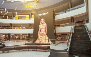 Puig-Rabanne advertising on the megascreen at Balexert