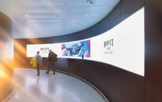 Advertising space and people walking