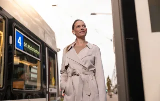 Person next to the tram