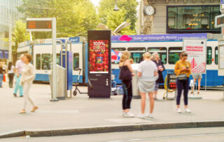 Digital screen at tram station