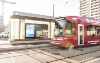 Advertising space and tram